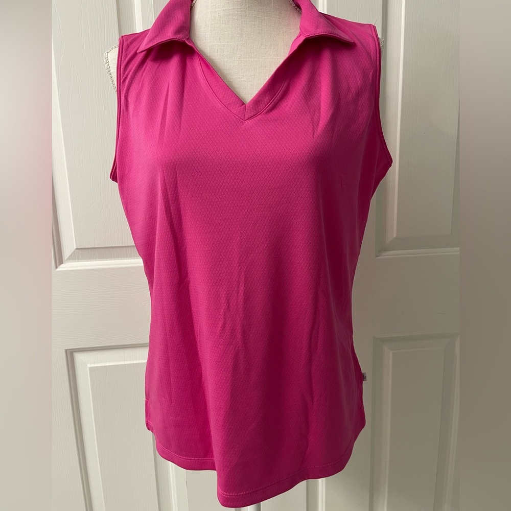 Lady Hagen Essentials Women’s Sleeveless Polo Top - Pink - Size L